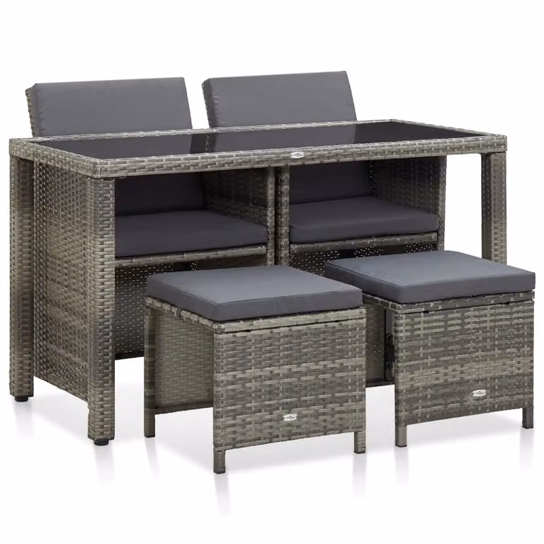 Maison Exclusive - Set da pranzo da giardino a 5 pezzi con cuscini in rattan sintetico grigio