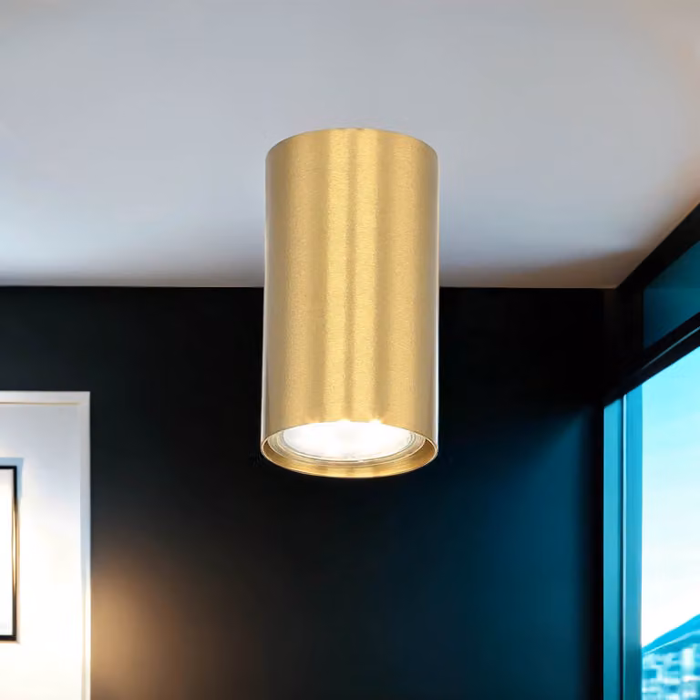 Piccolo faretto da soffitto rotondo moderno in vero ottone Ø5,5 cm H:9,5 cm GU10 decorativo EYE lampada da soffitto corridoio