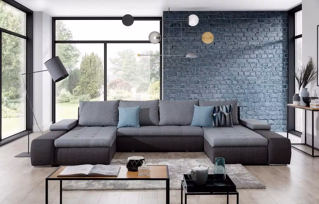 Wohnlandschaft Luxus Sofa Couch Garnitur Ecksofa Textil Couchen Sofas Möbel