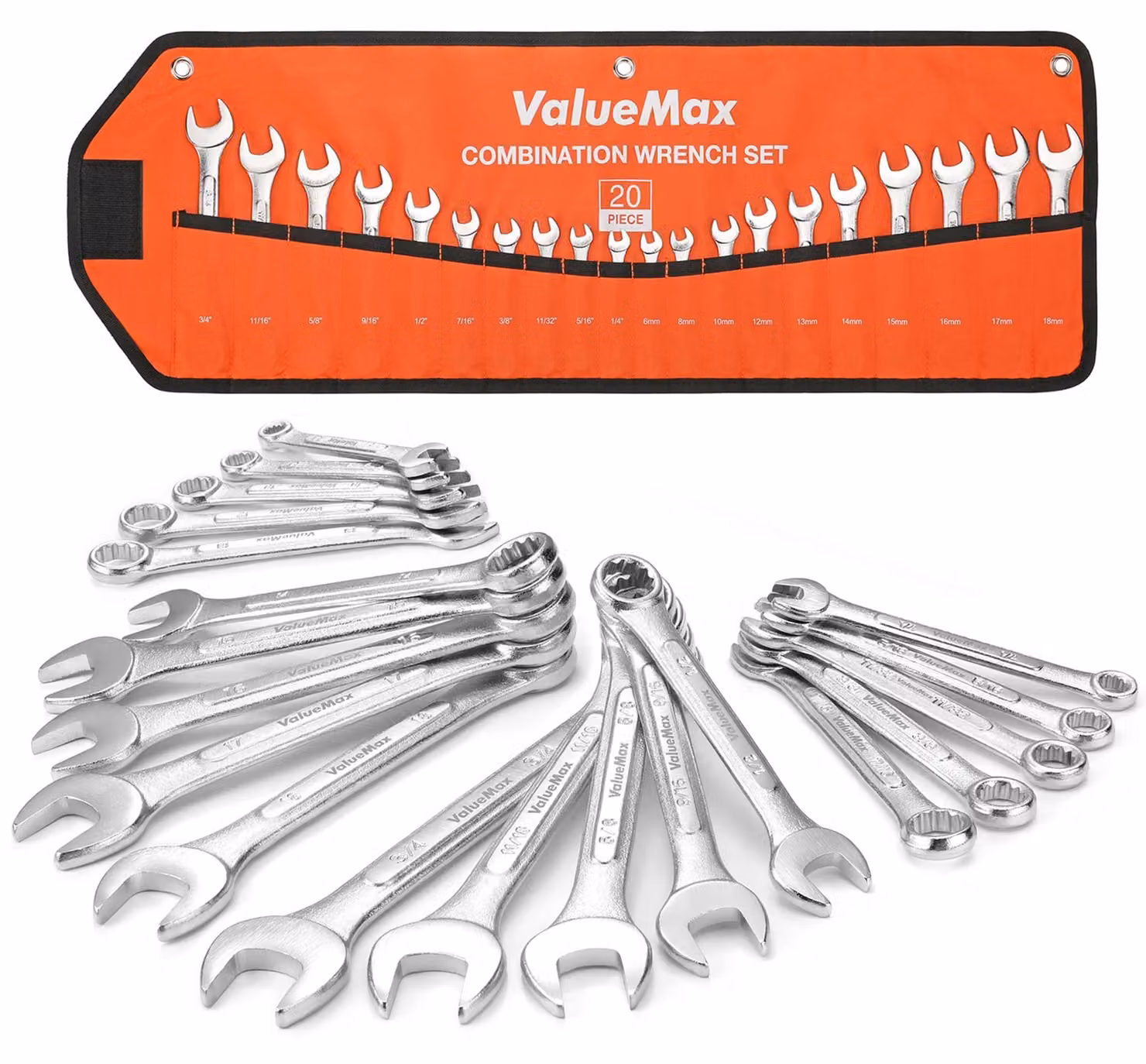 Elzusha - Set di chiavi a bussola meccaniche, metriche e standard, 20 pezzi