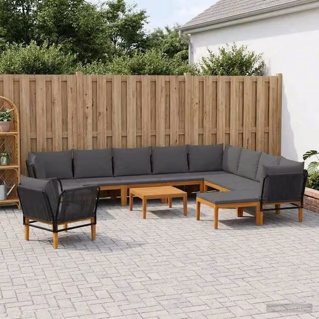 Set di 12 sedie da giardino vidaXL in legno di acacia e corda naturale – 1