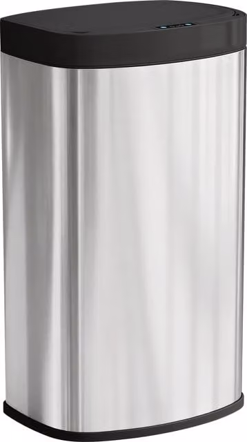 Pattumiera da cucina automatica HOMCOM con sensore e coperchio soft close in acciaio inossidabile, 55 L, argento, L: 38 cm, P: 28,5 cm, H: 69 cm