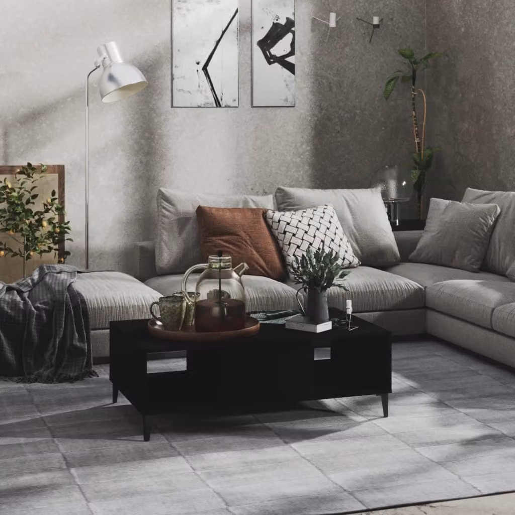 Tavolino The Living Store nero 103,5x60x35 cm in materiale ligneo