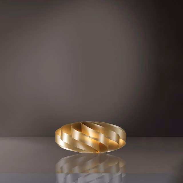 Lampada da scrivania moderna Flat Polilux New Gold Linea Zero, colore oro/ottone, diametro: 50 cm, attacco E27