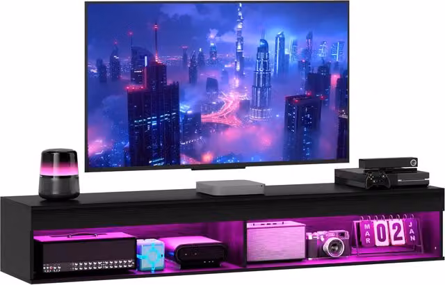 Mobile TV sospeso XYLO nero con luci LED integrate L/P/H: 180 x 40 x 30 cm – 1