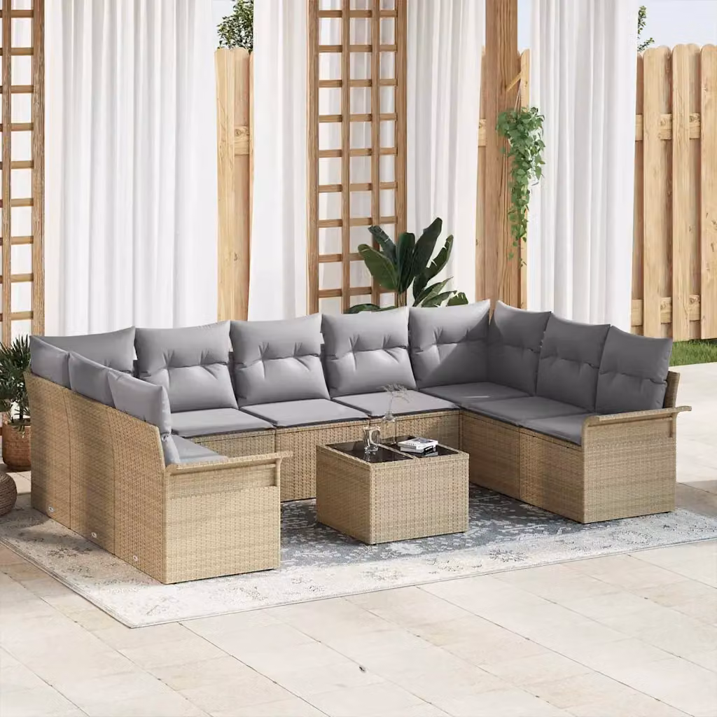 vidaXL Set Divano da Giardino Moderno a L in Polyrattan Nero con Cuscini e Funzione Archiviazione
