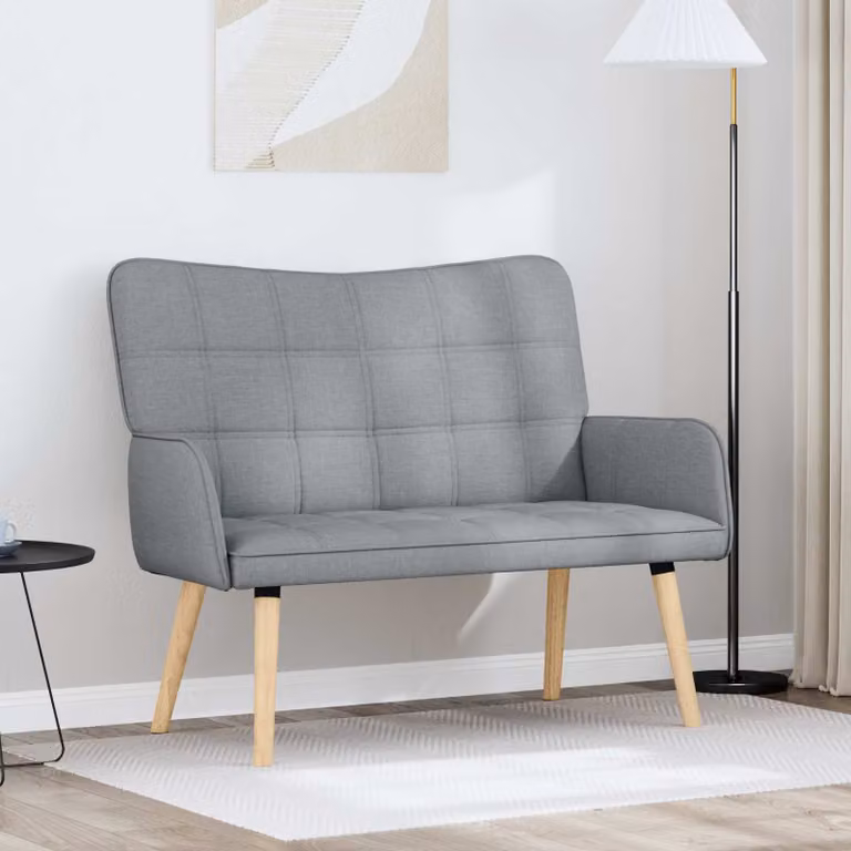 vidaXL Divano a 2 Posti Grigio in Tessuto con Struttura Mista L: 115 cm, P: 61 cm, H: 87 cm