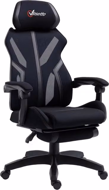 Sedia Gaming con Poggiapiedi Retrattile ¨C zephmum ¨C Nero 65x65x119-129 cm
