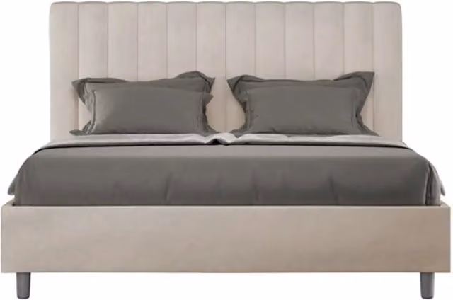 Letto matrimoniale francese con contenitore Agueda Ityhome in microfibra colore sabbia L/P: 140 x 200 cm