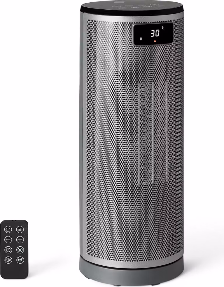 A. Riscaldatore ceramico, 1800W, con telecomando, oscillazione a 70°, display digitale