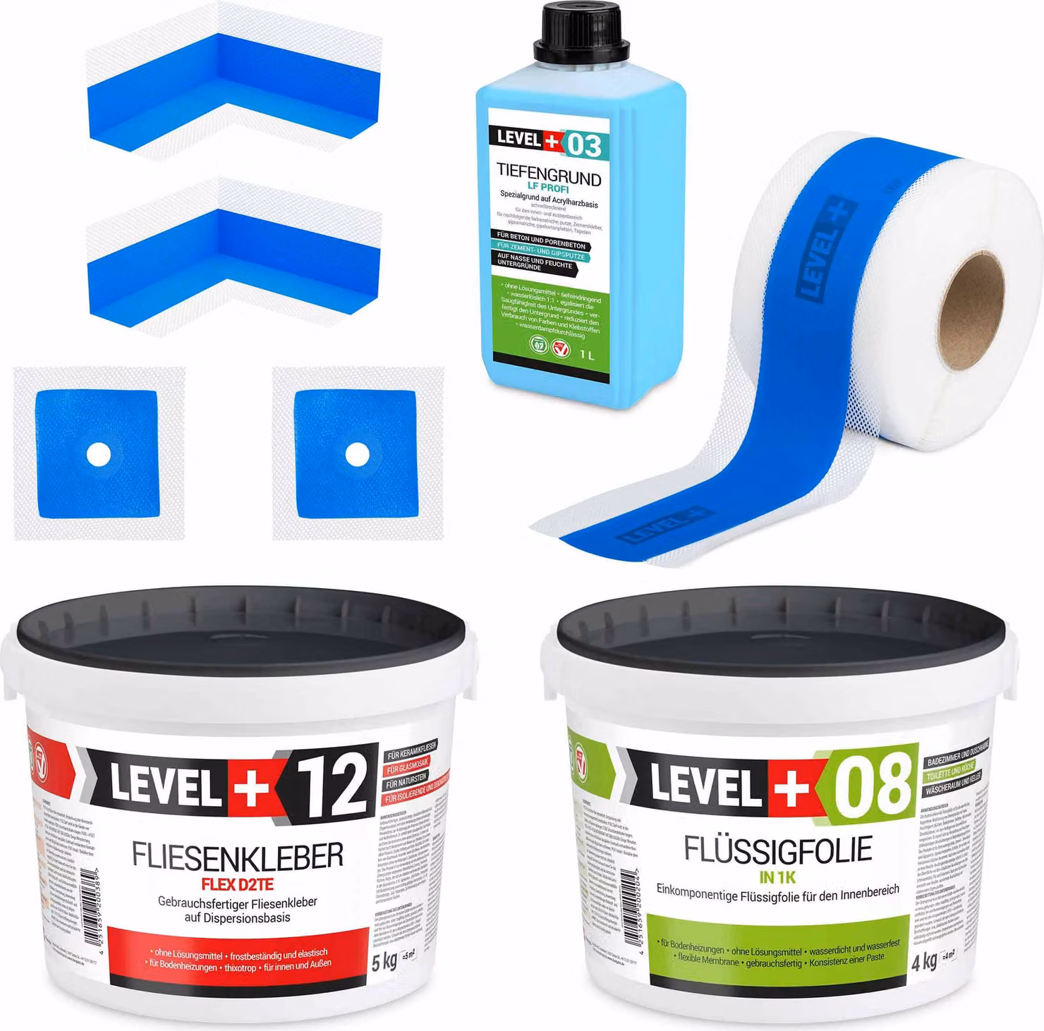 Kit di sigillatura e adesivo per doccia, membrana liquida impermeabilizzante, 4 kg, nastro sigillante per bagni, SET500