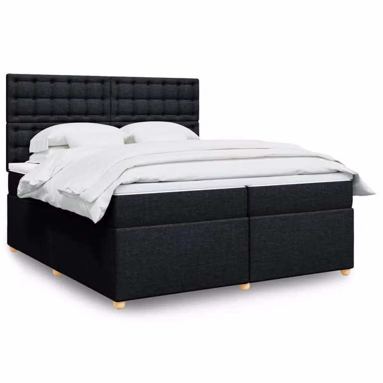 vidaXL Giroletto a Molle con Materasso Nero in Tessuto L/P: 200 x 200 cm