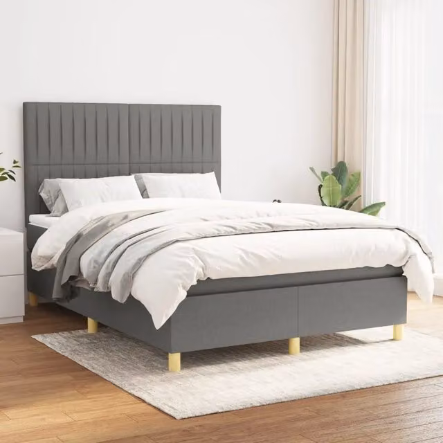 Letto Ibrido con Giroletto a Molle e Materasso vidaXL Grigio e Bianco L/P/H: 140 x 190 x 4 cm – 1