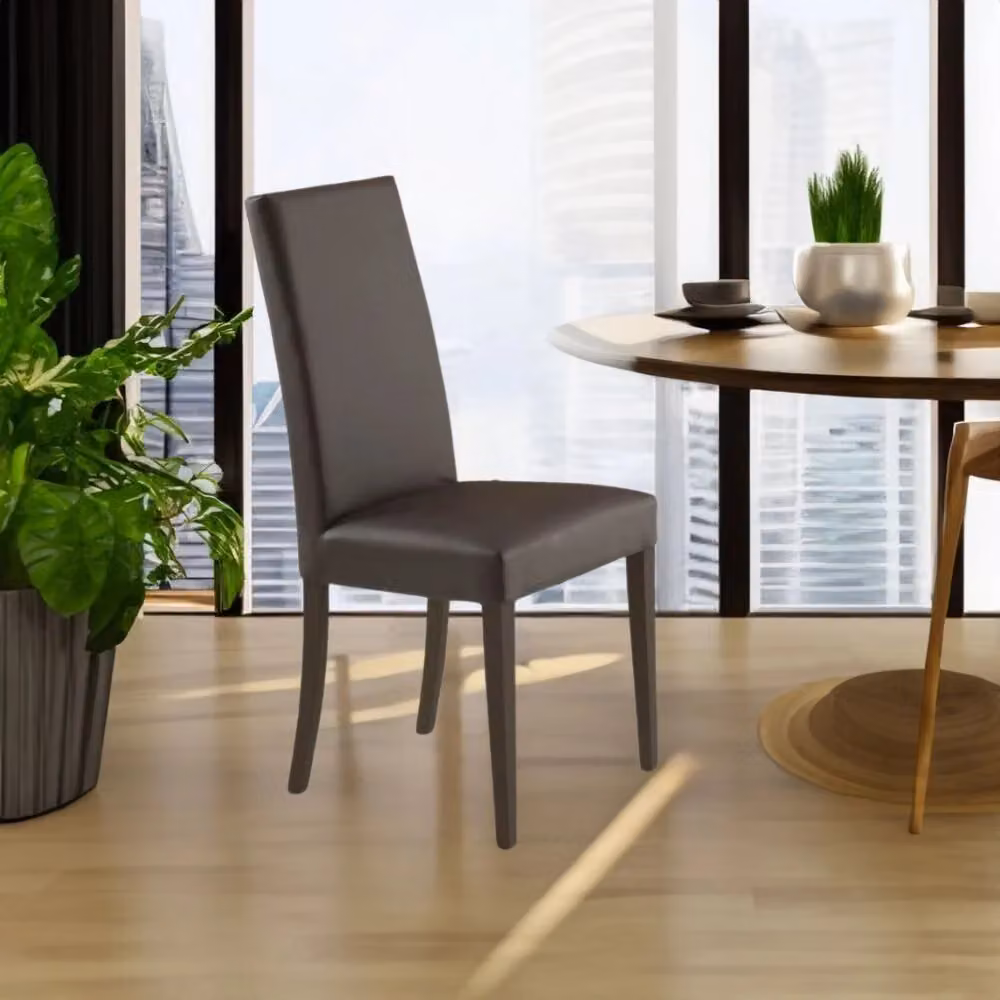 Set di 2 sedie Nancy in ecopelle marrone con struttura in legno di faggio Veriaffari – 2