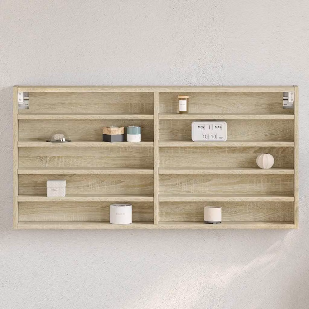 Armadietto Vetrina vidaXL in Legno Rovere Sonoma con Ante in Vetro, L/P/H: 100 x 8,5 x 50 cm