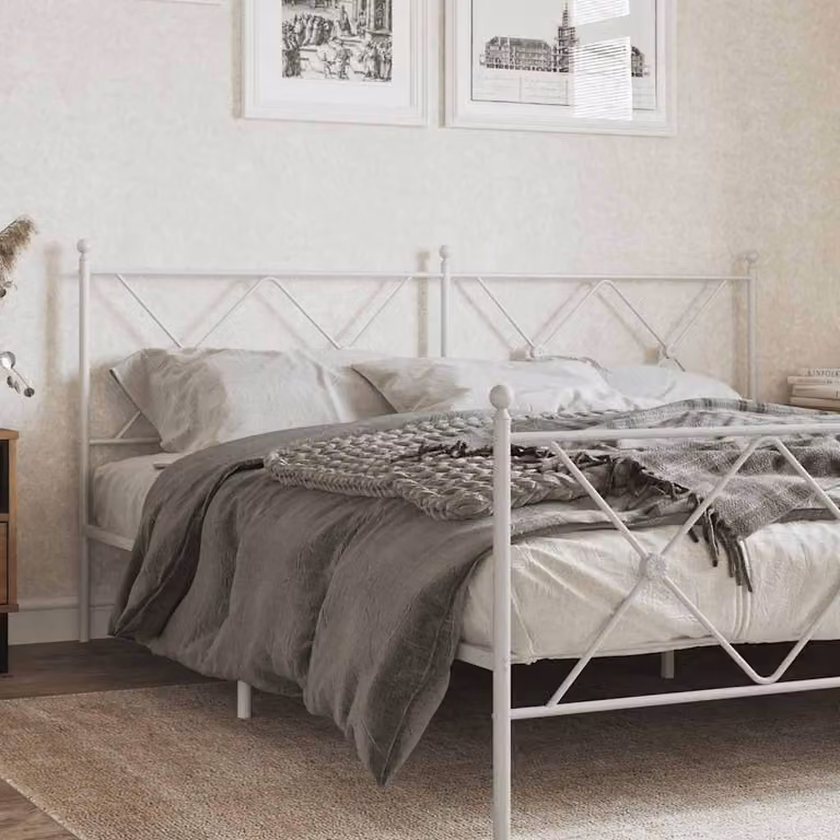Testiera di ricambio in metallo vidaXL bianca per letto 180x200 cm