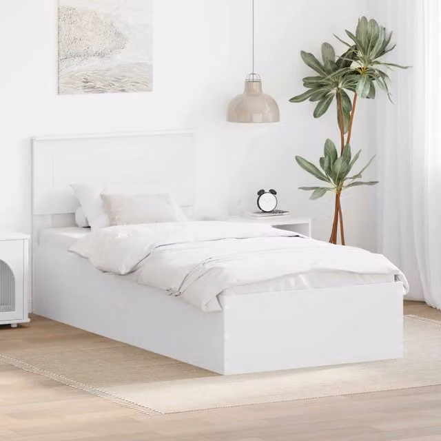 vidaXL Struttura del letto moderna in legno ingegnerizzato Bianco L/P/H: 190 x 90 x 21,78 cm