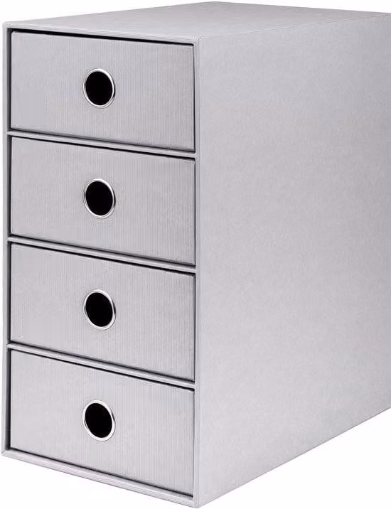 Set di 4 contenitori portaoggetti con cassetto, con finitura a righe sottili – organizer da scrivania per documenti e accessori