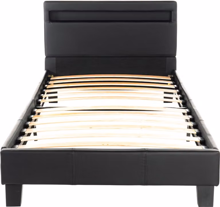 Home Deluxe - Letto LED Astro - Grigio scuro, 90 x 200 cm - Con rete a doghe I Letto imbottito Letto di design con illuminazione