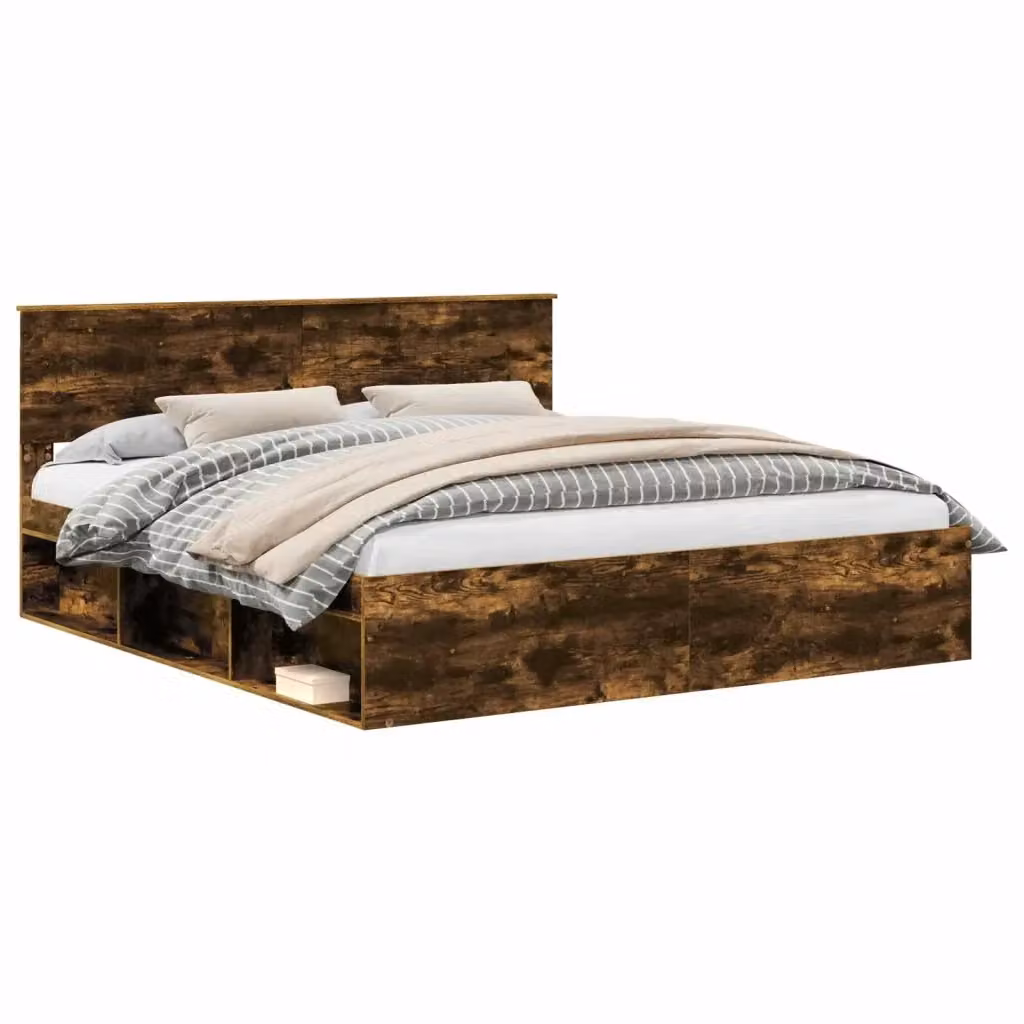 Struttura del letto vidaXL in pino massello e legno, colore marrone, dimensioni 180 x 200 cm – 2