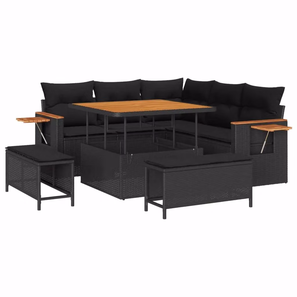 Set Divano da Giardino vidaXL 8 Posti a Forma di L con Cuscini Nero – 2