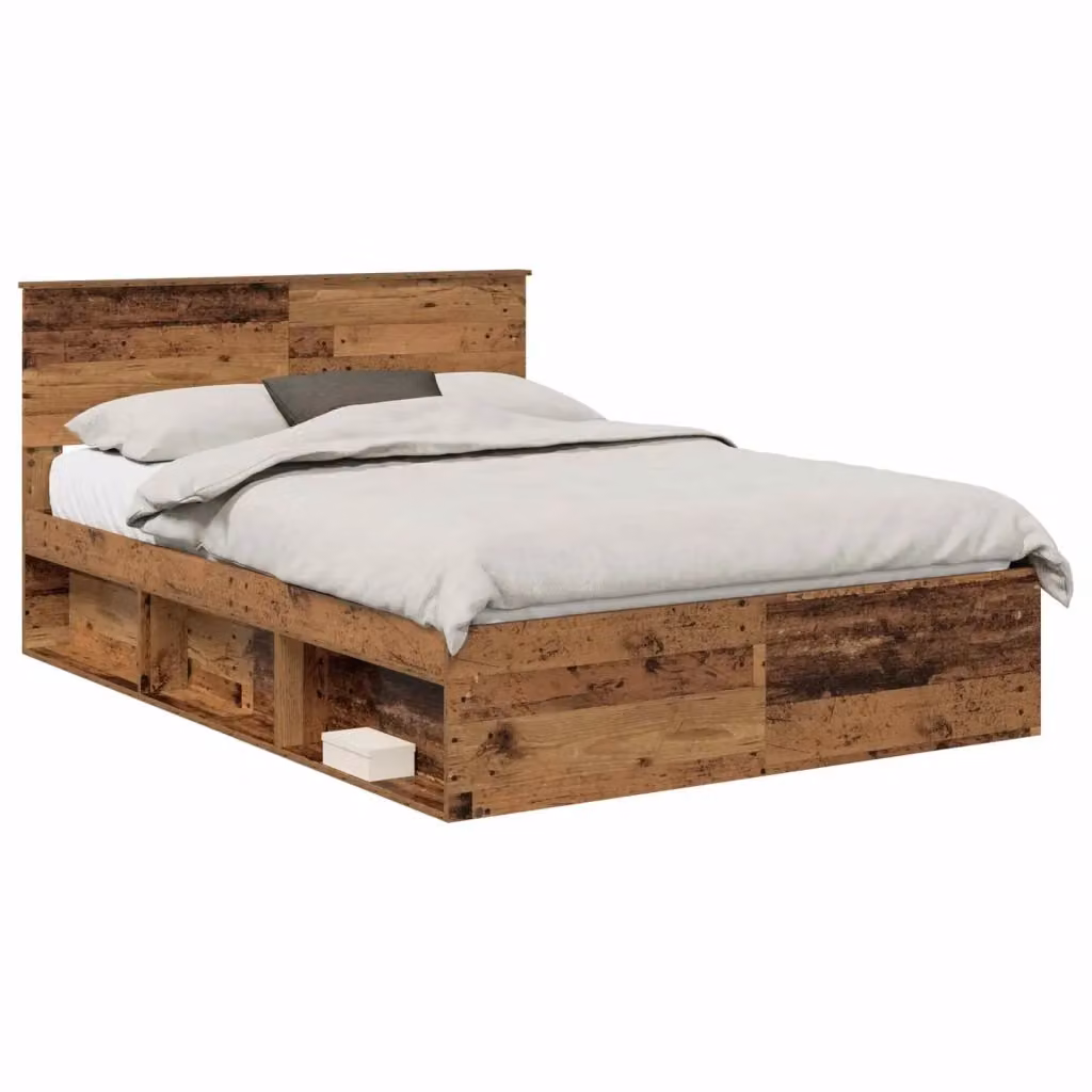 Struttura del letto con testiera vidaXL in legno vecchio marrone L: 140 cm, P: 190 cm – 2