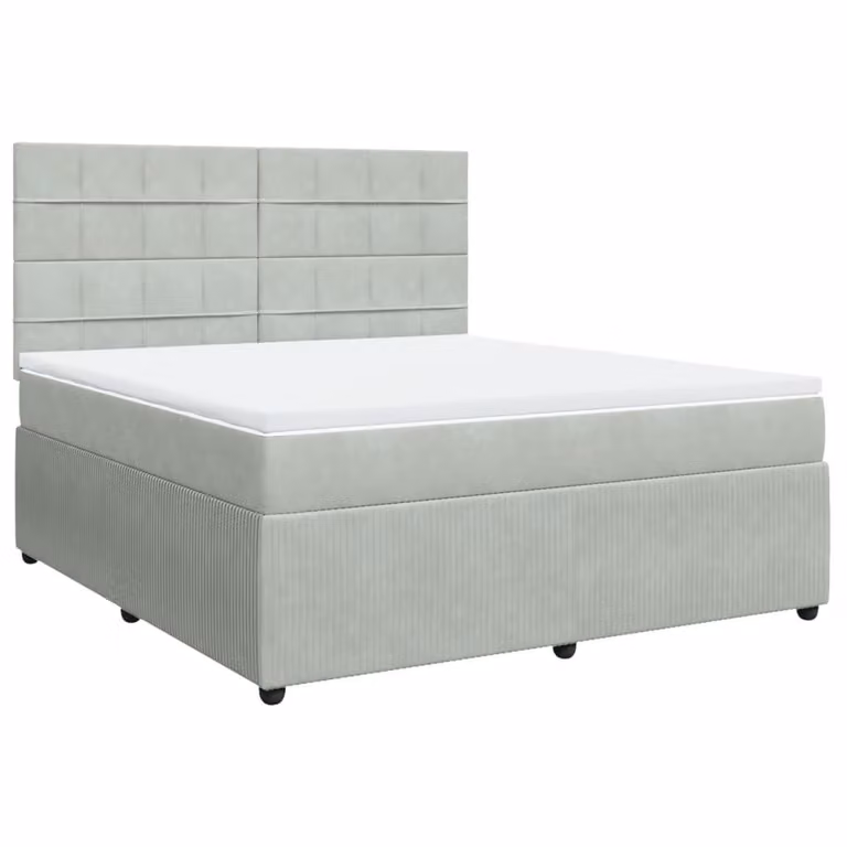 Giroletto a Molle con Materasso Grigio Chiaro 180x200cm Velluto