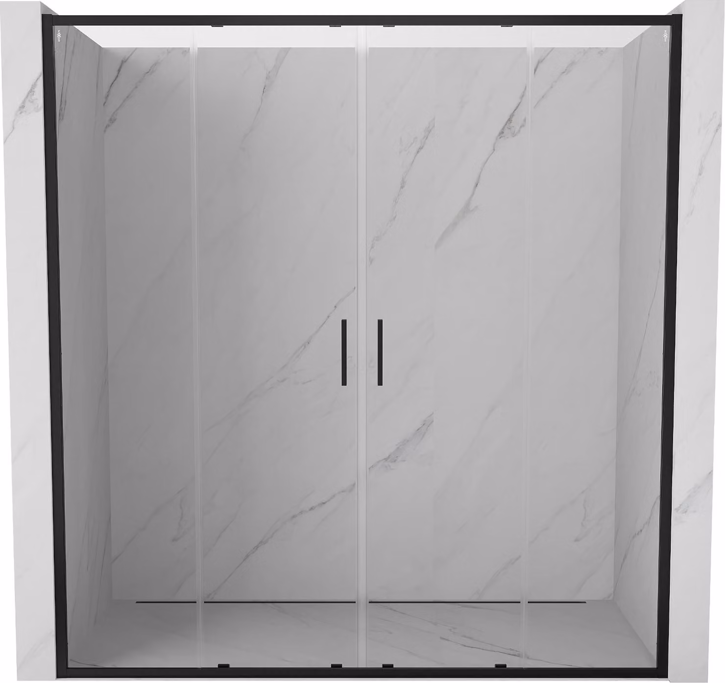 Mexen Exo porte doccia doppie scorrevoli 190 cm, trasparenti, nere - 8152-190-000-70-00