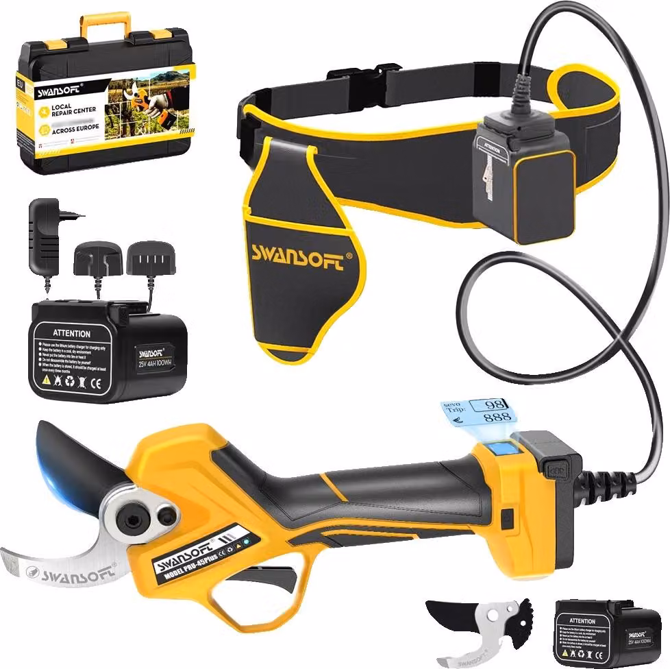 Potatori elettrici, motore brushless, sistema di sostituzione delle lame con un solo click, batteria da 4Ah, due batterie incluse