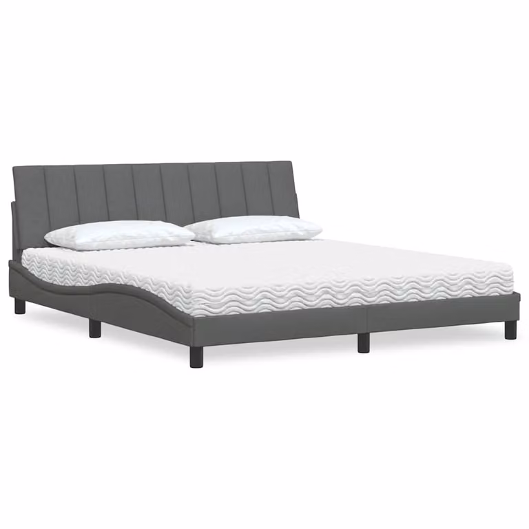 Letto con Materasso Hanko vidaXL in Tessuto Grigio e Bianco L/P/H: 180 x 200 x 185 cm