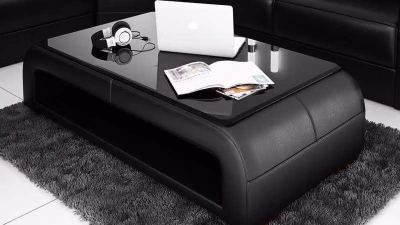Ledertisch Couchtisch Glastisch Sofa Beistell Tisch Tische Couchtische Leder