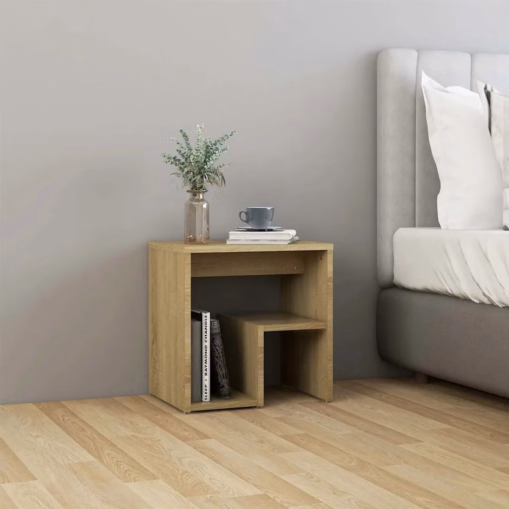 Comodino vidaXL in Rovere Sonoma e Legno Multistrato, L 40 cm x P 30 cm x H 40 cm