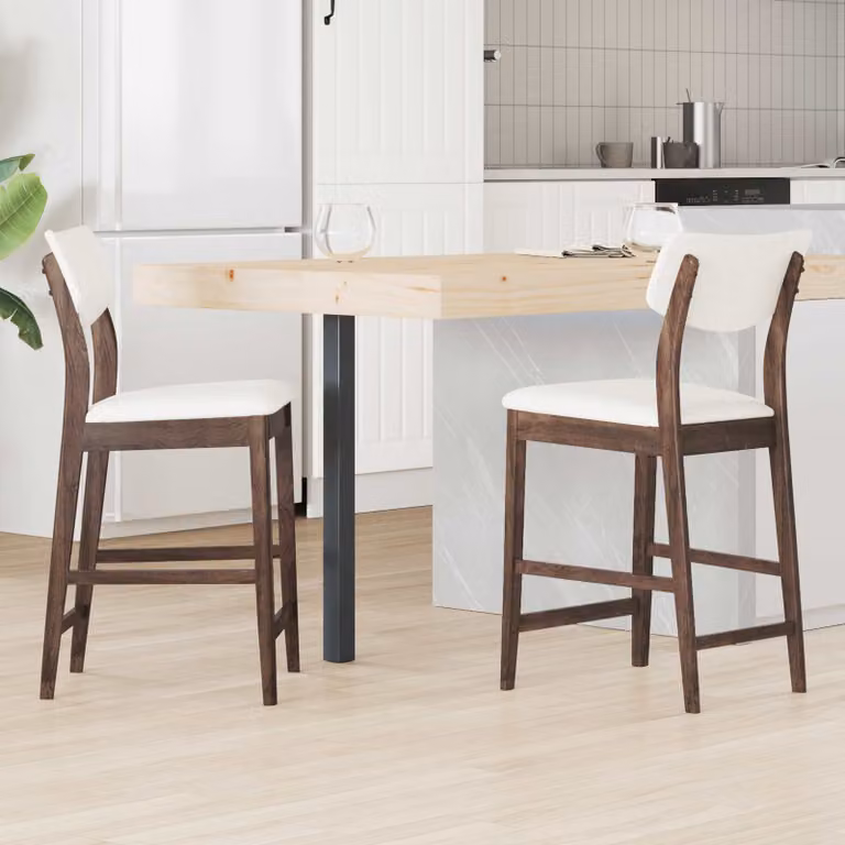 Set di 2 sedie da pranzo vidaXL in legno di gomma marrone chiaro L/P/H: 48 x 49 x 95 cm