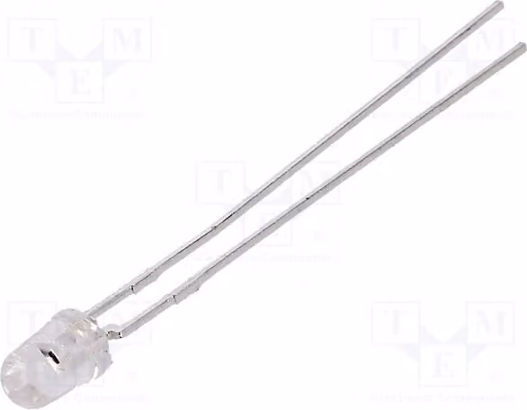 1 x LED HLMP-K155, diodo LED a montaggio traversa (THT), 3 mm, rosso, 2,1÷3 mcd, angolo di emissione 45°, 3 mm