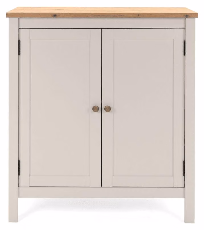 Calicosy - Credenza piccola a 2 ante, effetto cashmere e rovere L80 cm - LUND