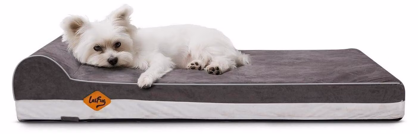 Cuccia ortopedica per cani in memory foam con cuscino, impermeabile, rivestimento removibile, grigia, 86x55x15 cm