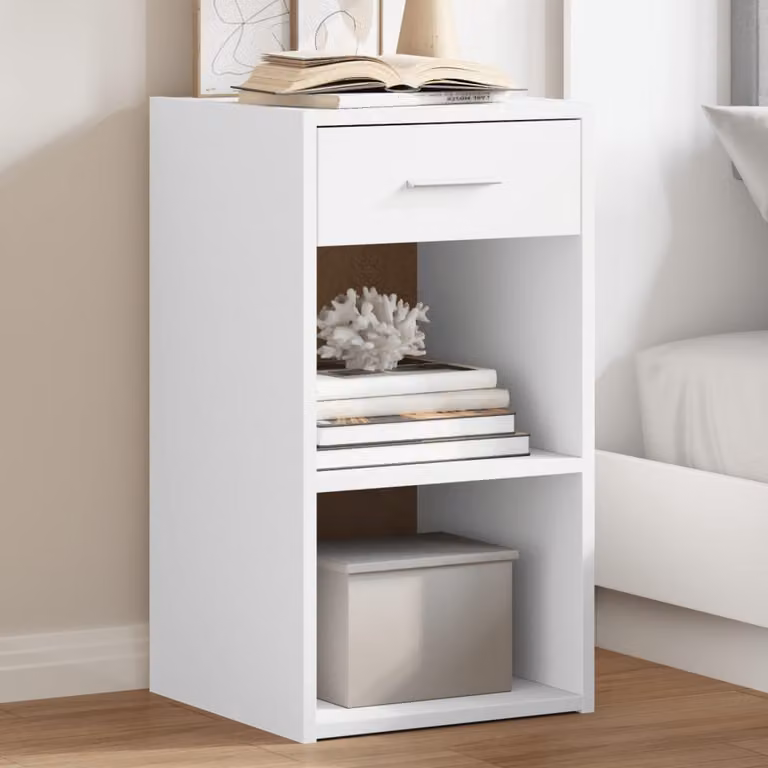 Set di 2 comodini sospesi vidaXL bianchi in legno e MDF L 35 cm, P 34 cm, H 65 cm