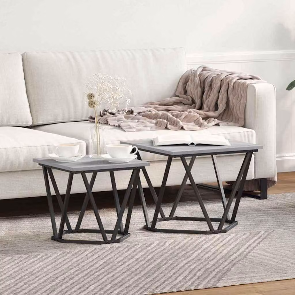 Maison Exclusive - Set di due tavolini laterali. Grigio Sonoma. Dimensioni: 50 x 50 x 40 cm