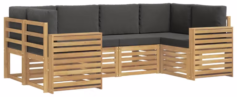 Set di divani da esterno, 6 pezzi, bianco e antracite