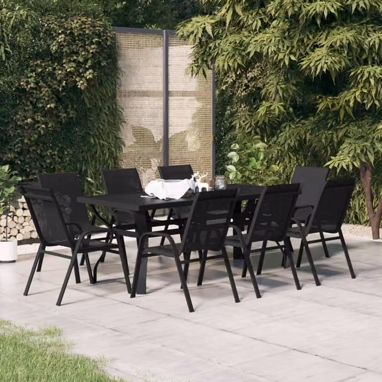 Maison Exclusive - Set da pranzo da giardino 9 pezzi nero
