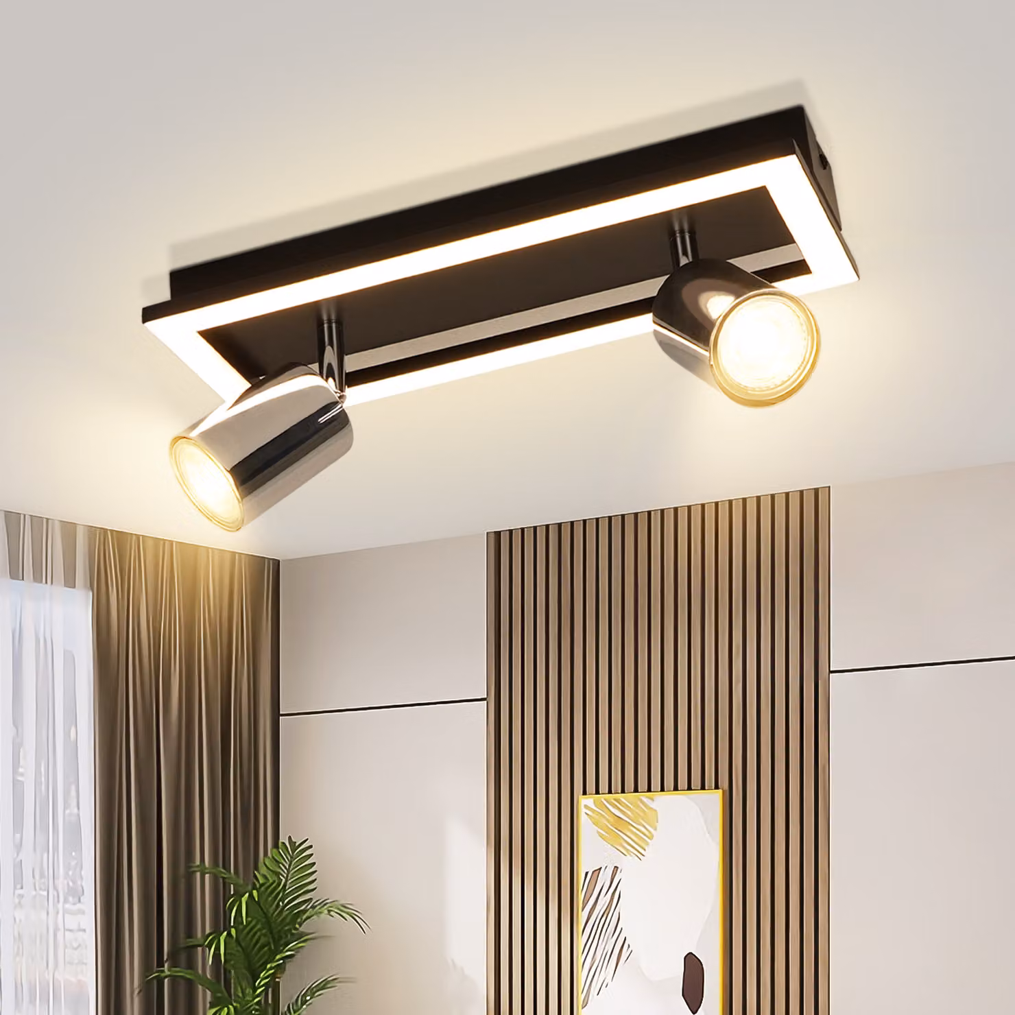 ZMH LED faretto da soffitto a 2 fiamme GU10 faretto da soffitto cucina spot moderno corridoio lampada da soffitto bianco caldo lampada da parete orientabile 12W per corridoio soggiorno camera da letto (senza lampadina)