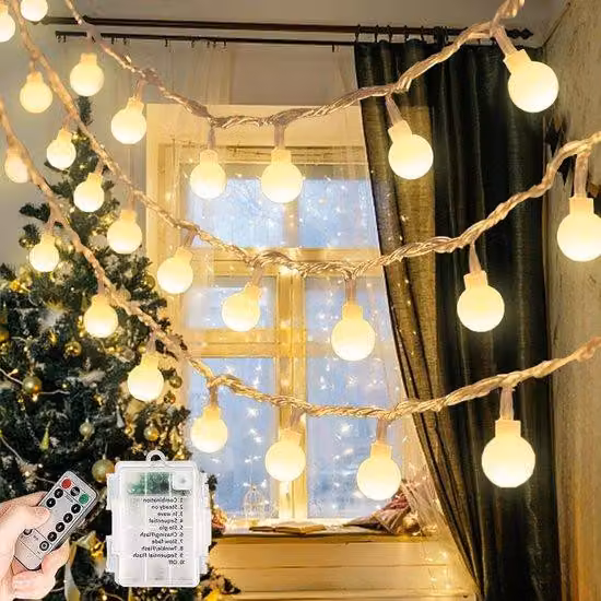 Ghirlanda luminosa da 7 m con 60 LED a luce bianca calda e telecomando