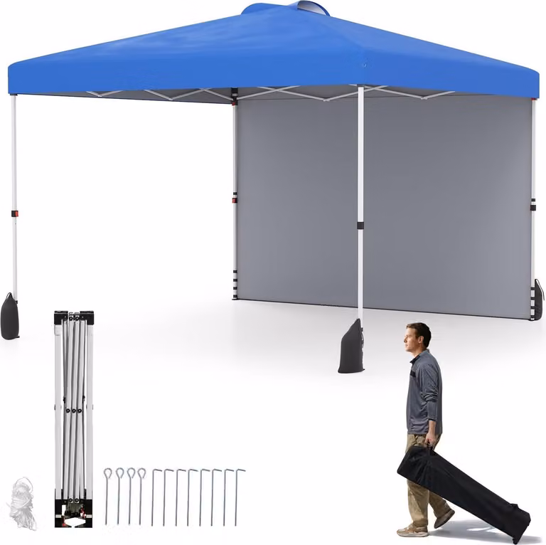 Padiglione pop-up 3 x 3 m con parete laterale, portatile, blu