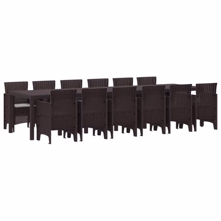 vidaXL Set da Pranzo per Giardino 13 pz Marrone Rattan Polt