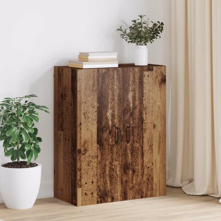 Armadietto a muro vidaXL in legno effetto vecchio marrone con ante a battente e ripiani interni L: 69,5 cm, P: 34 cm, H: 90 cm