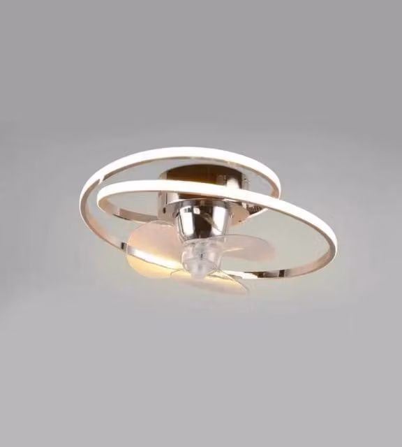 Plafoniera ventilatore a LED IPERBRIKO cromata con telecomando e luce dimmabile, diametro: 50 cm