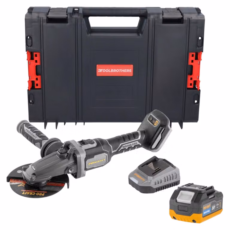 Procraft Industrial AG125Cbb Smerigliatrice angolare a batteria a testa piatta 20 V 125 mm Brushless Solo - senza batteria, senza caricabatterie