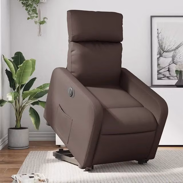 Poltrona Alzapersona Reclinabile vidaXL in Similpelle Marrone con Assistenza Elettrica per Senior