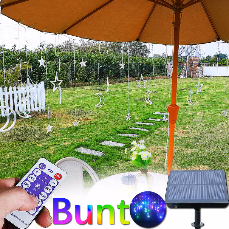 3M Outdoor Solar LED Fairy Lights Stelle Lune Tenda di luci Stella Tenda impermeabile decorazione interna all'aperto, colorato