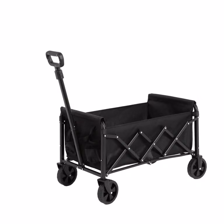 Carrello a mano AIORBER, 70L, pieghevole, con grandi ruote, maniglia auto-retrattile, trolley, stabile struttura in acciaio, per campeggio, shopping, 66x41x44,5cm, nero